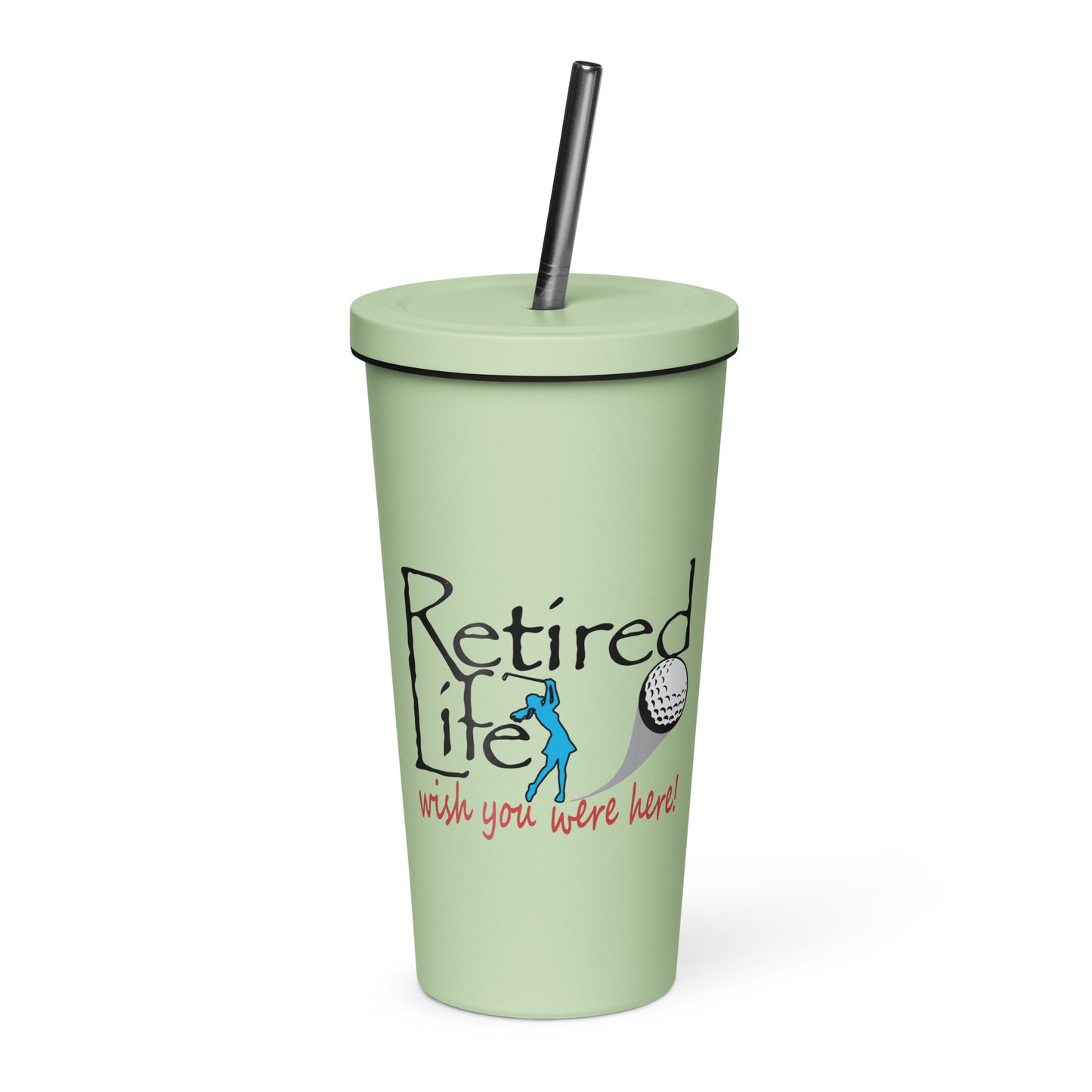 Insulated tumbler with a straw Lady Golfer