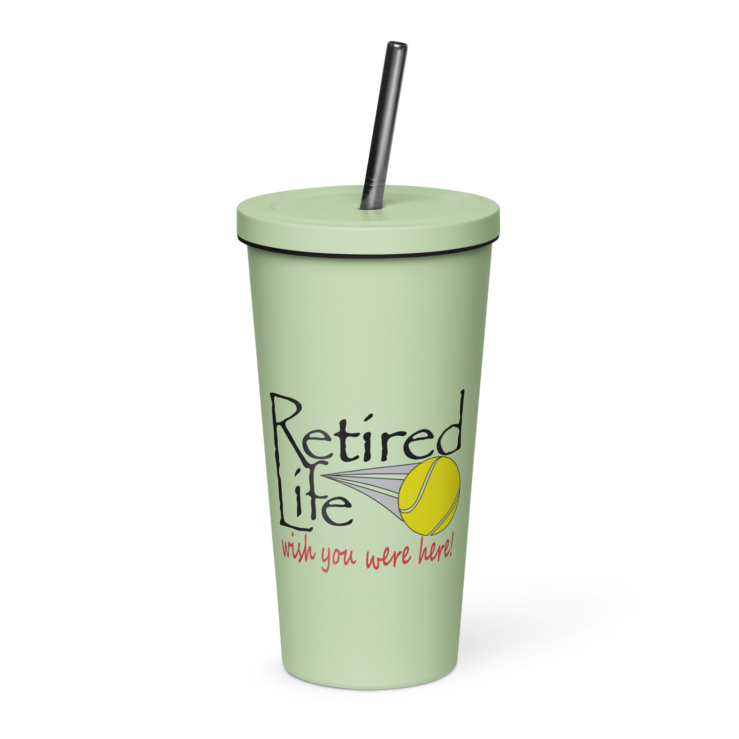 Insulated tumbler with a straw Tennis