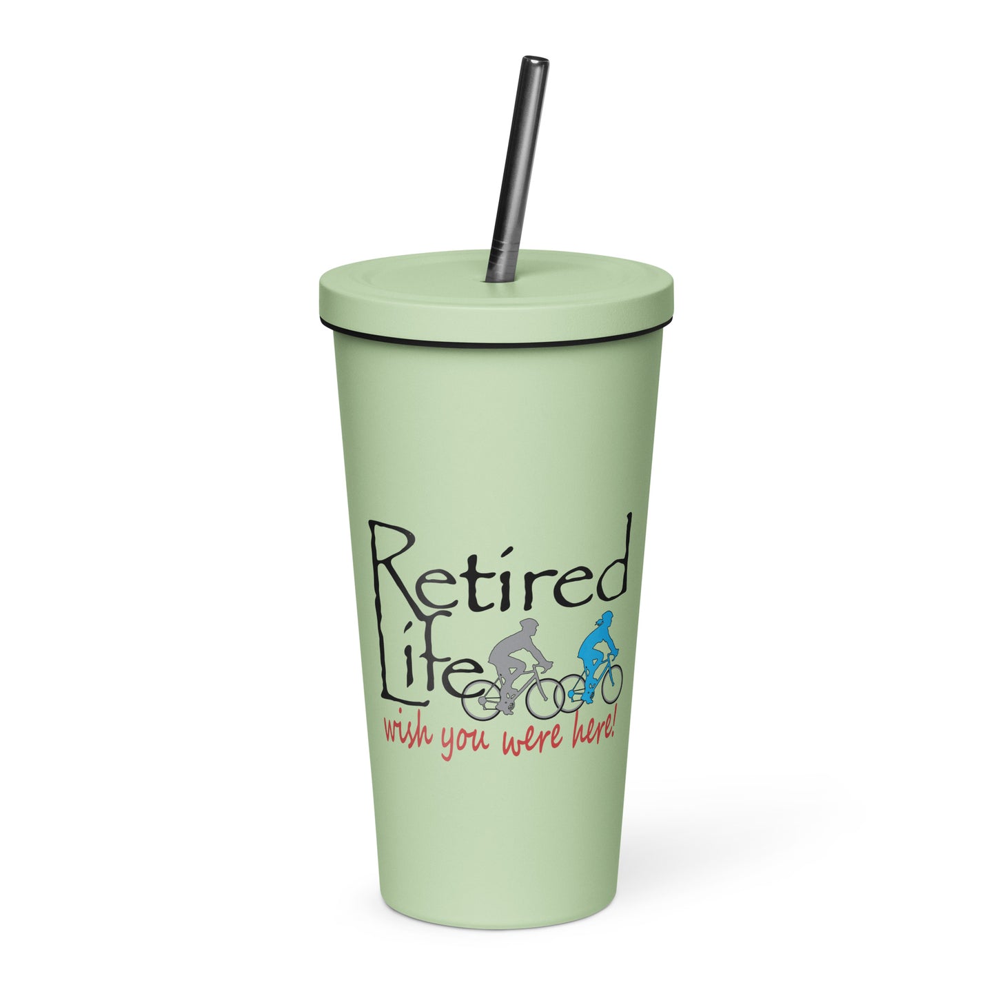Insulated tumbler with a straw Road Bike Couple