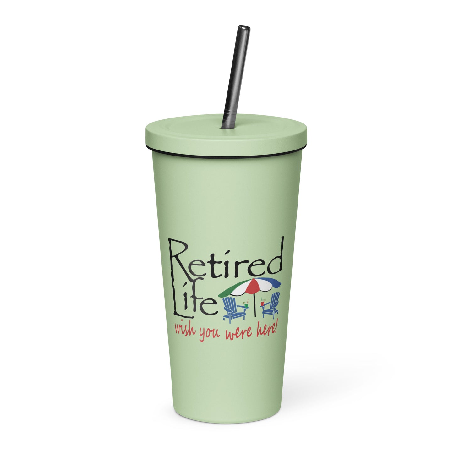 Insulated tumbler with a straw Beach