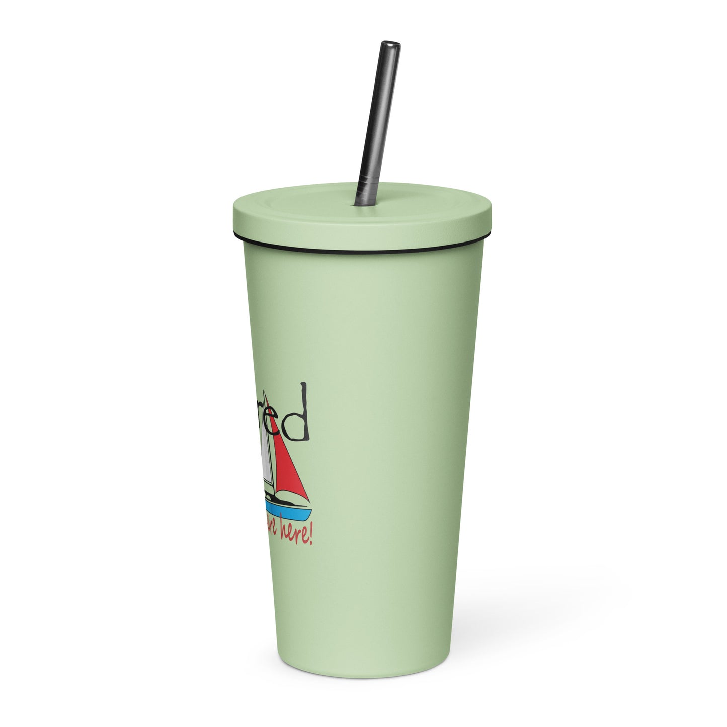 Insulated tumbler with a straw Sailboat