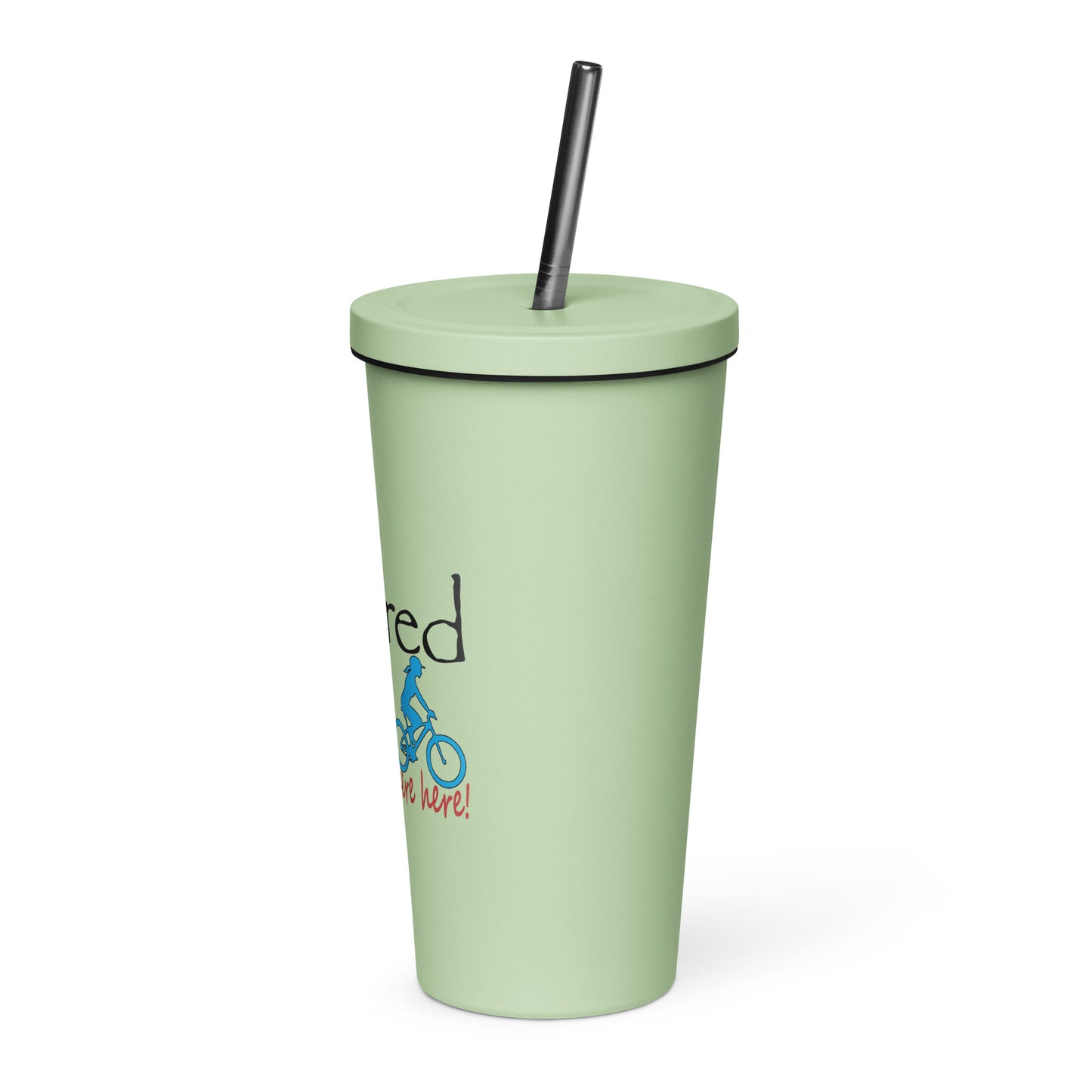 Insulated tumbler with a straw Mountain Bike Lady