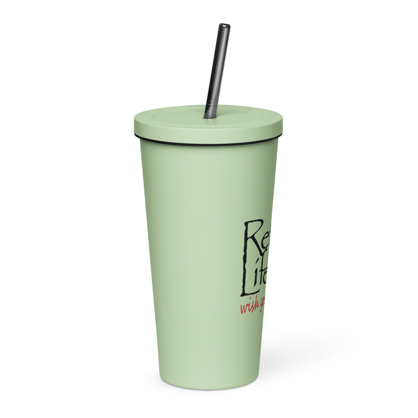 Insulated tumbler with a straw Mountain Bike Lady