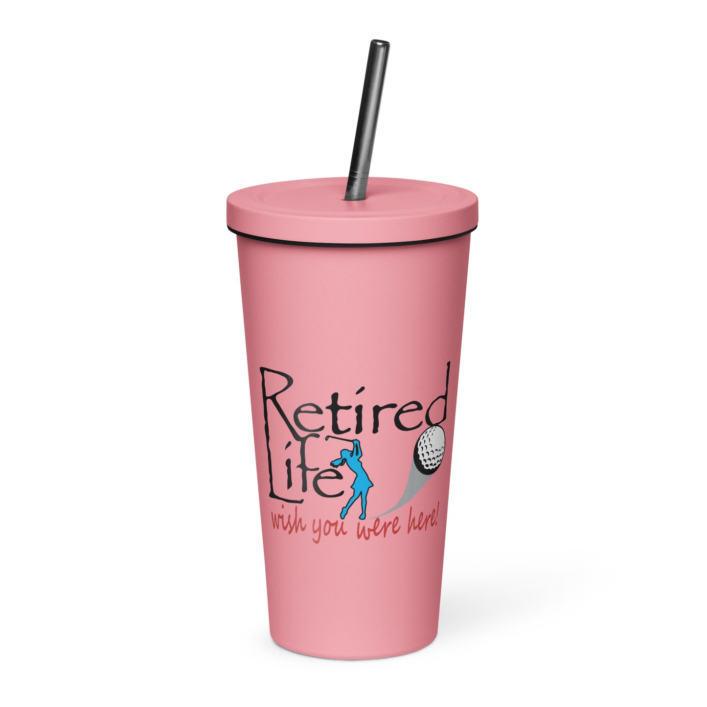Insulated tumbler with a straw Lady Golfer