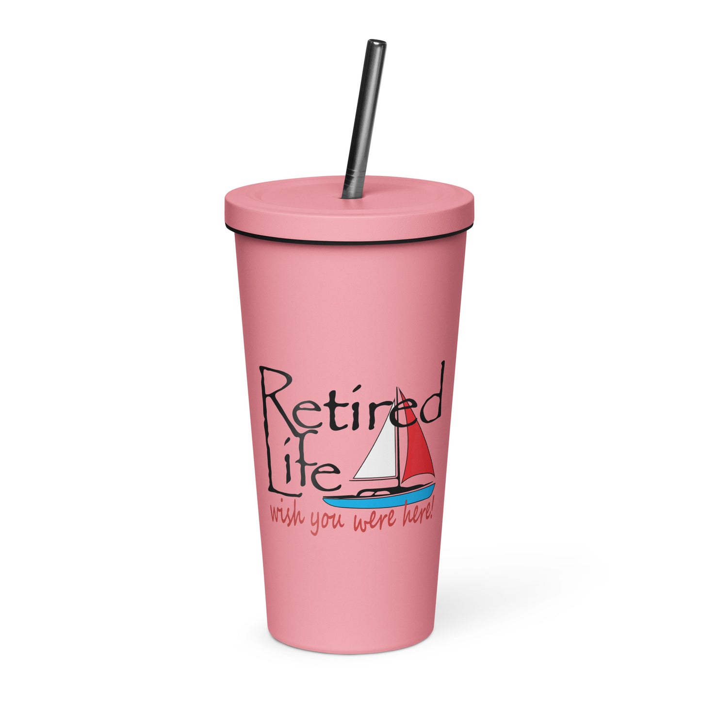 Insulated tumbler with a straw Sailboat