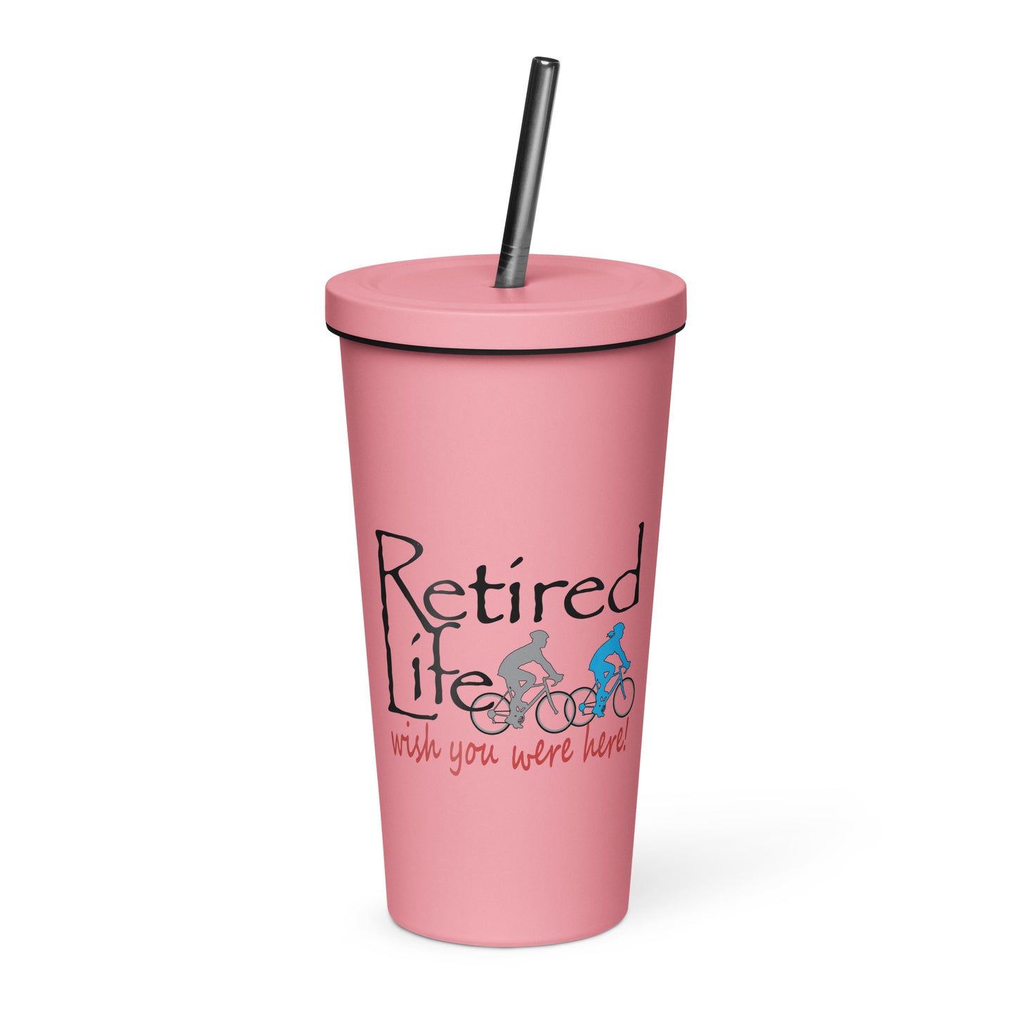 Insulated tumbler with a straw Road Bike Couple