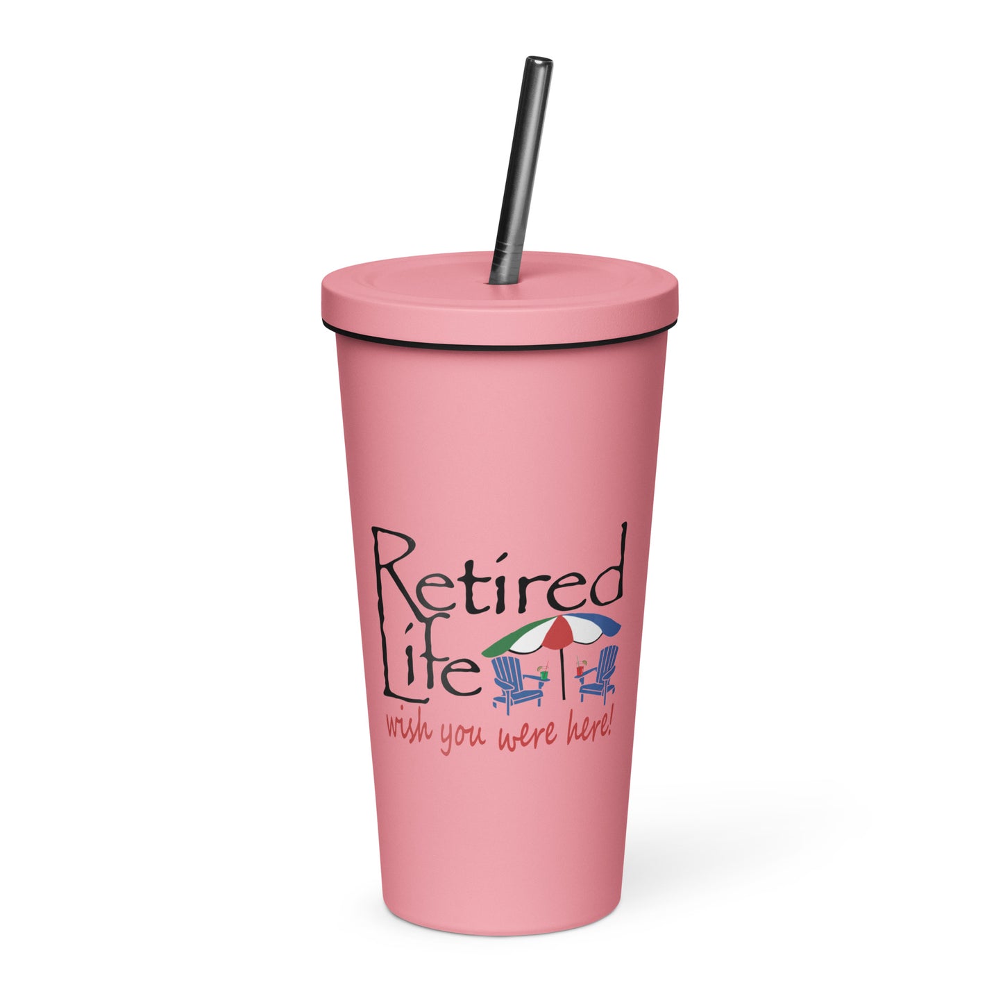 Insulated tumbler with a straw Beach