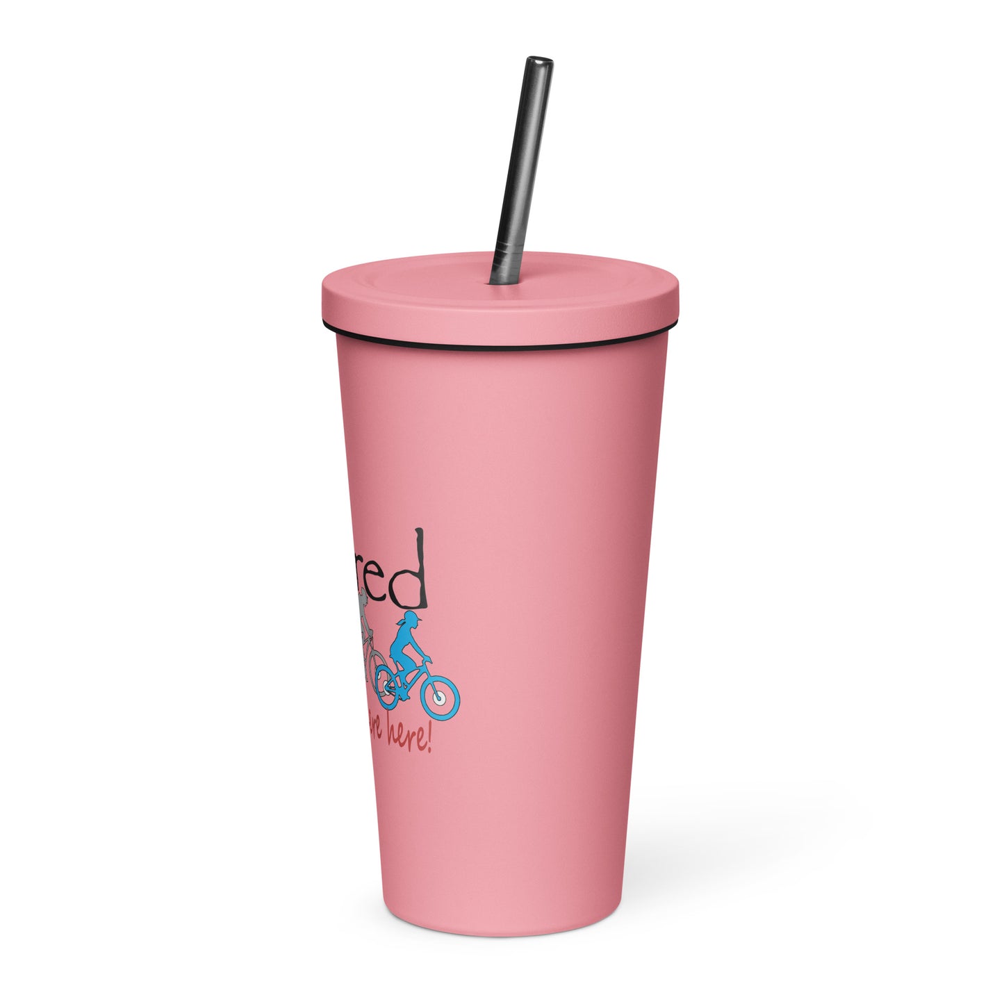Insulated tumbler with a straw Mountain Bike Couple