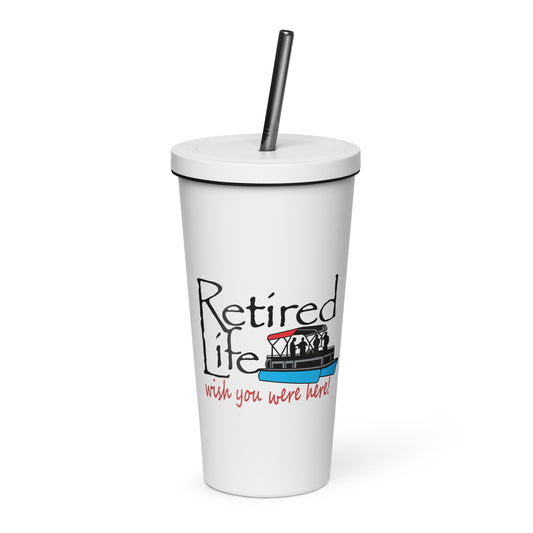 Insulated tumbler with a straw Pontoon Boat