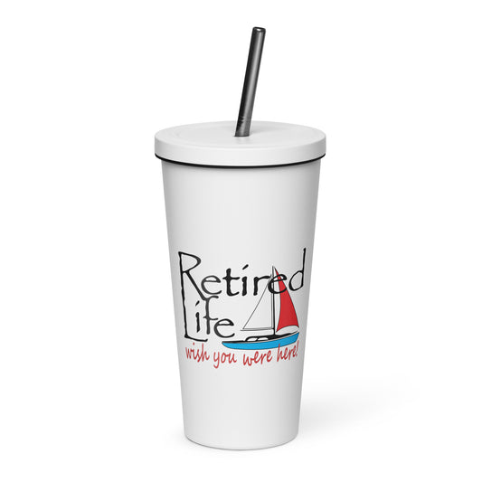Insulated tumbler with a straw Sailboat