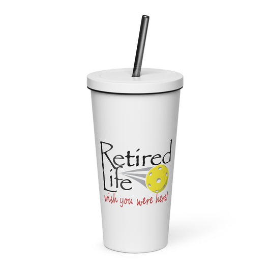 Insulated tumbler with a straw Pickleball