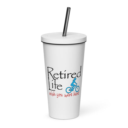 Insulated tumbler with a straw Mountain Bike Lady