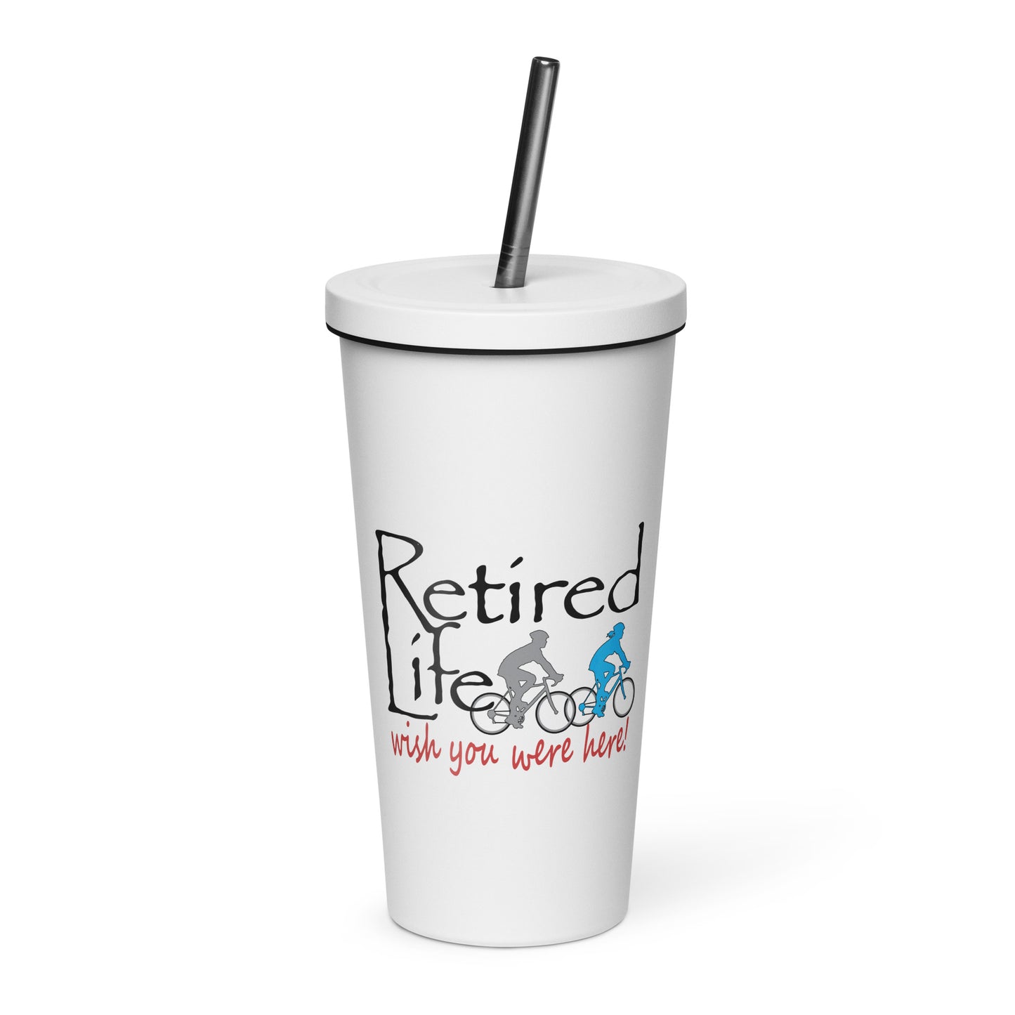 Insulated tumbler with a straw Road Bike Couple