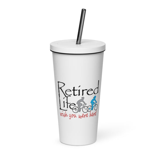Insulated tumbler with a straw Road Bike Couple