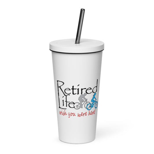 Insulated tumbler with a straw Mountain Bike Couple