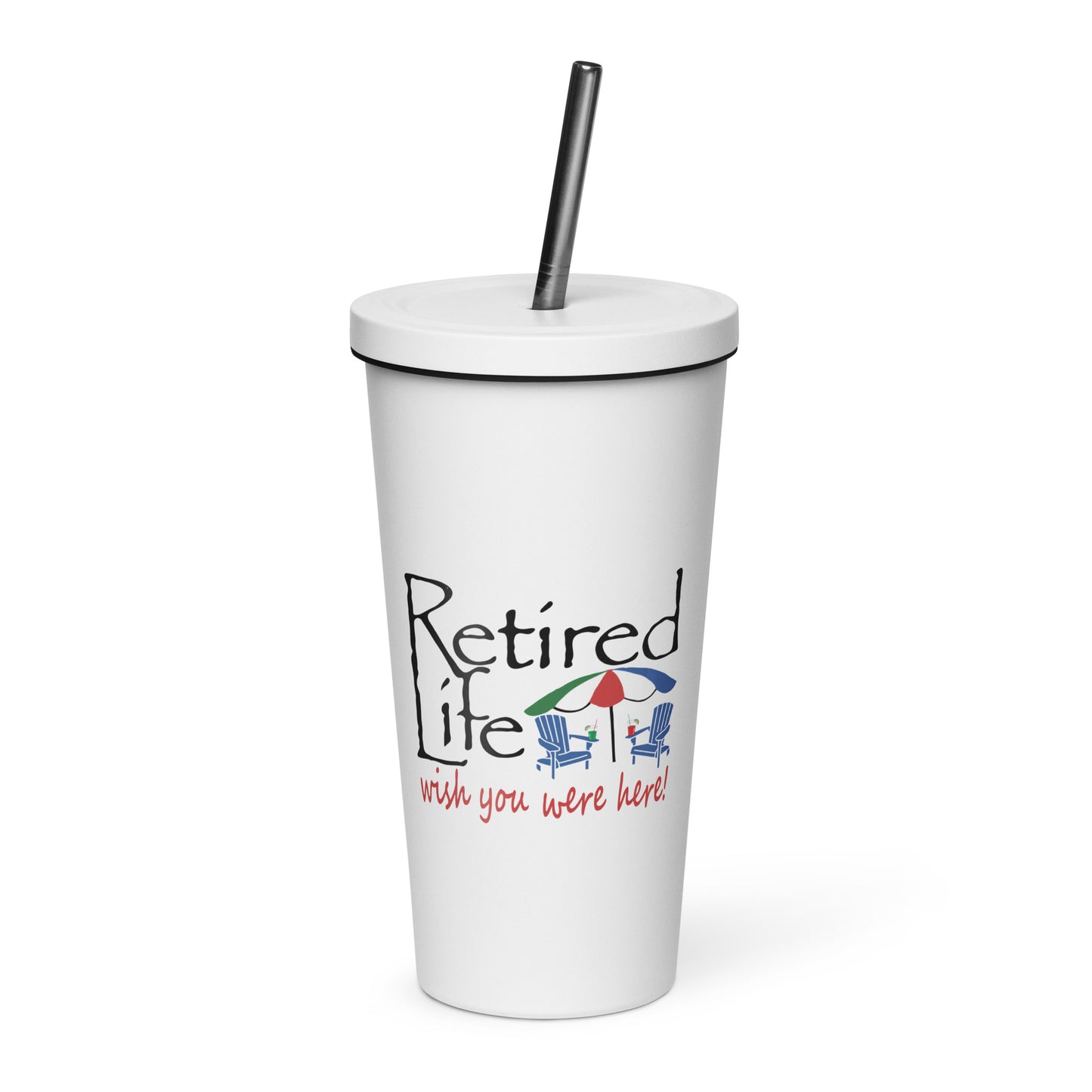 Insulated tumbler with a straw Beach