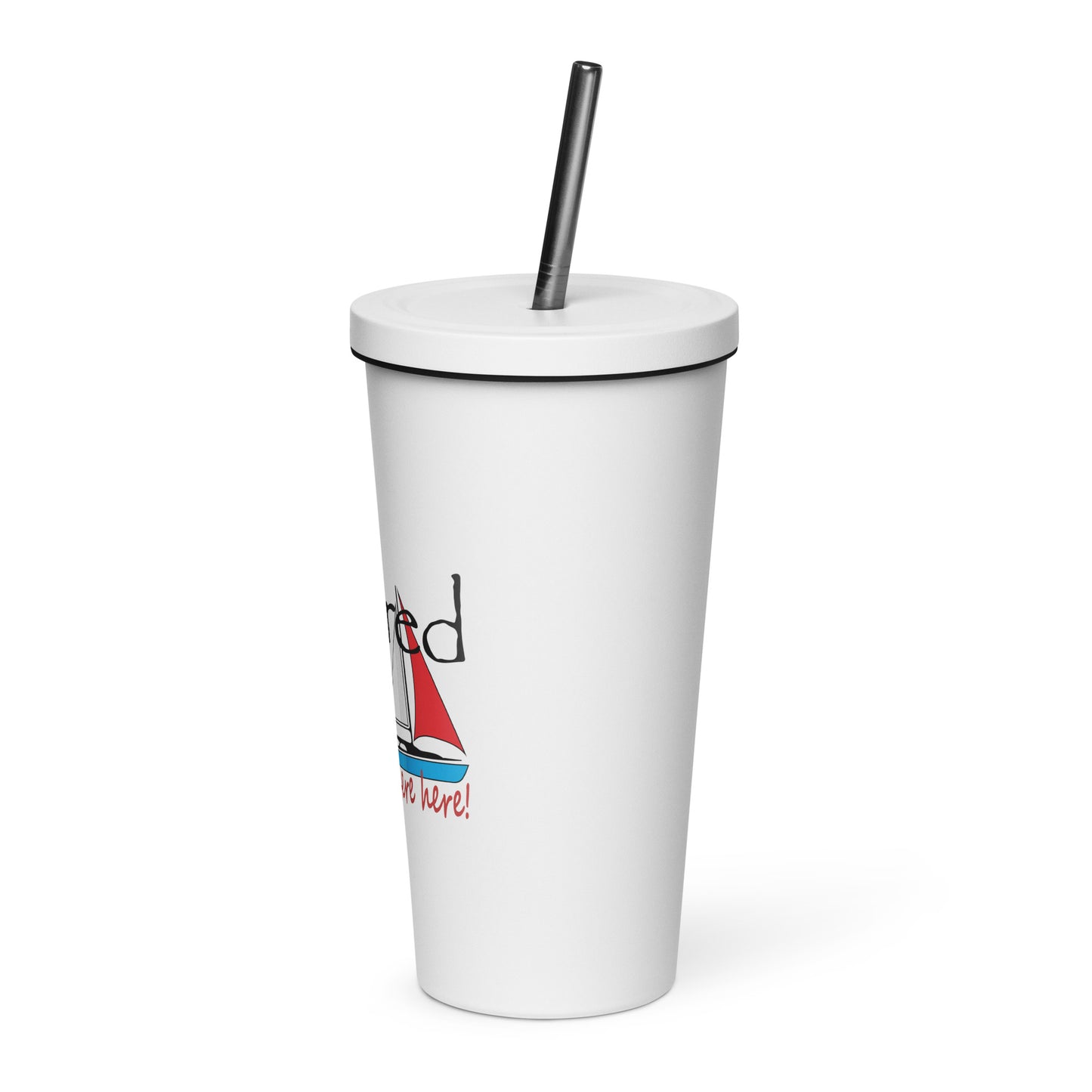 Insulated tumbler with a straw Sailboat