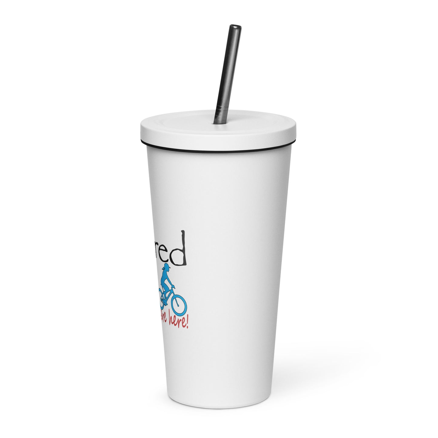 Insulated tumbler with a straw Mountain Bike Lady