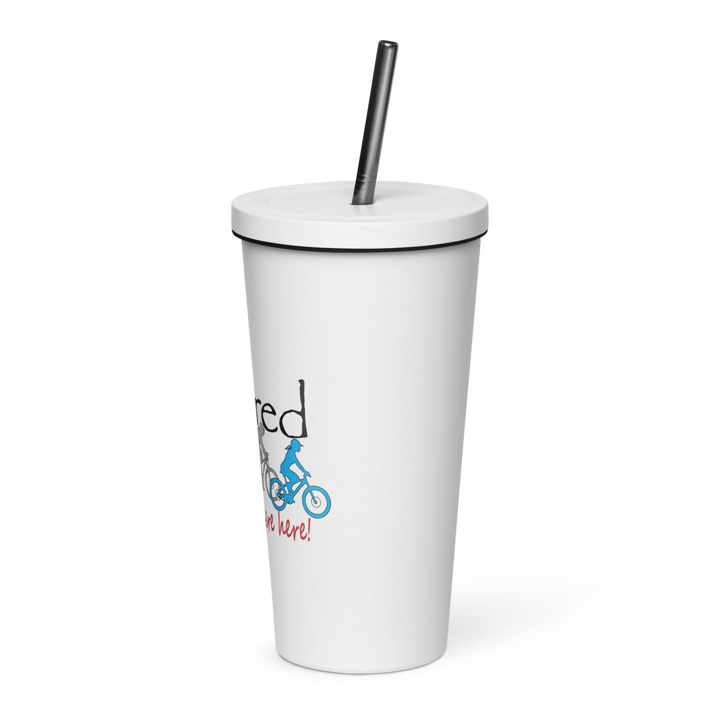 Insulated tumbler with a straw Mountain Bike Couple