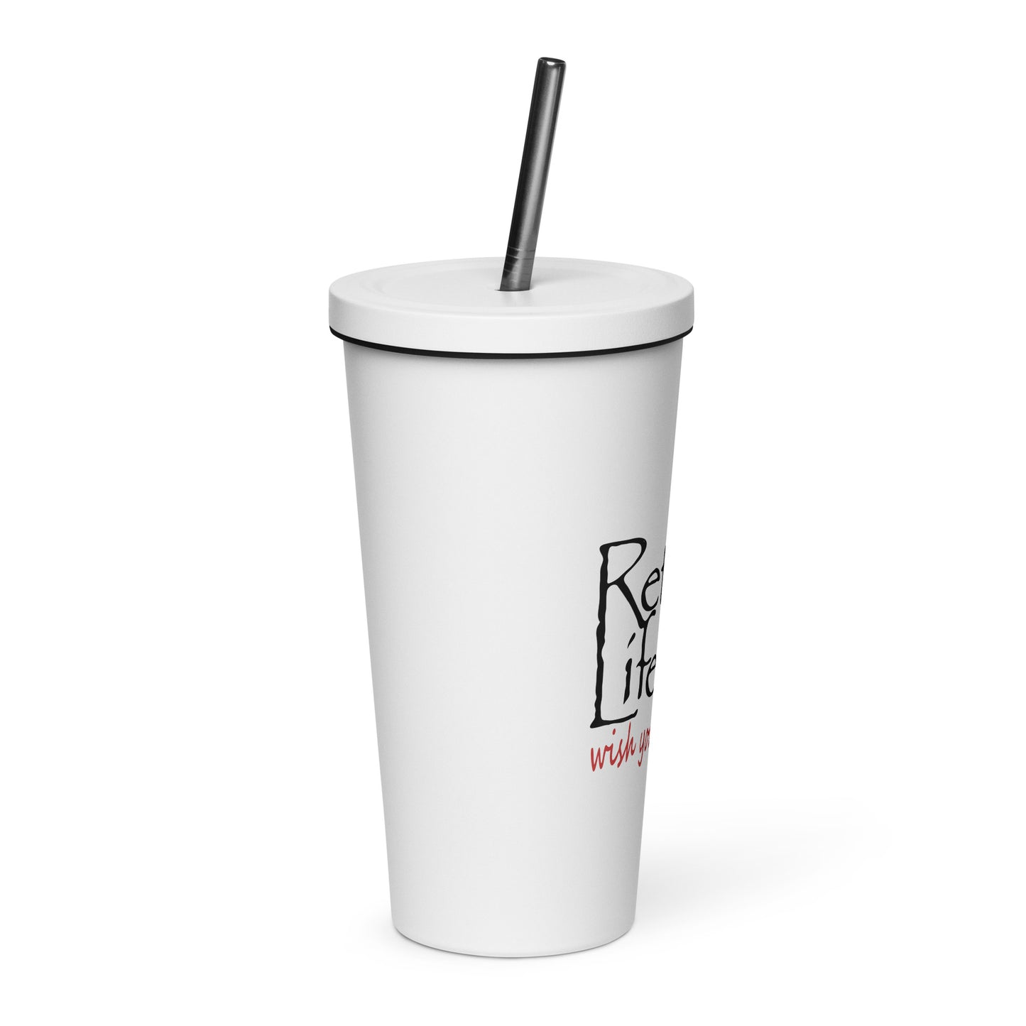 Insulated tumbler with a straw Mountain Bike Lady