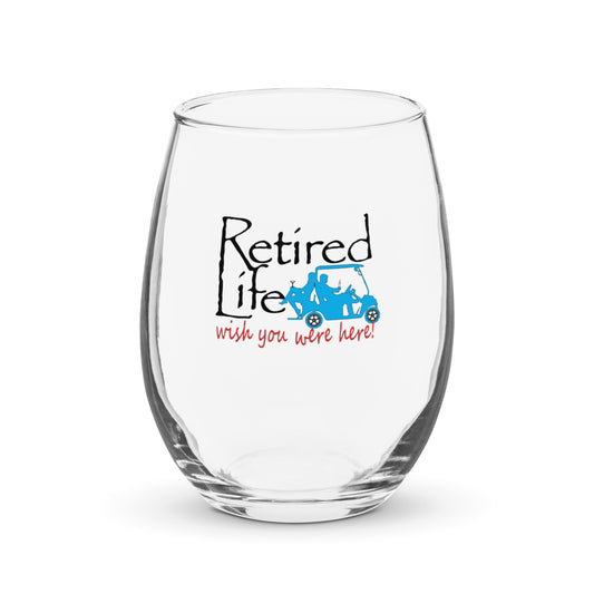 Stemless wine glass Golf Cart Couple