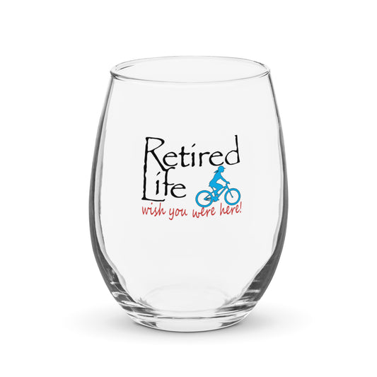 Stemless wine glass Mountain Bike Lady