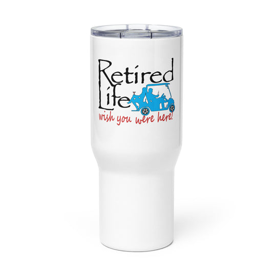 Travel mug with a handle Golf Cart Couple
