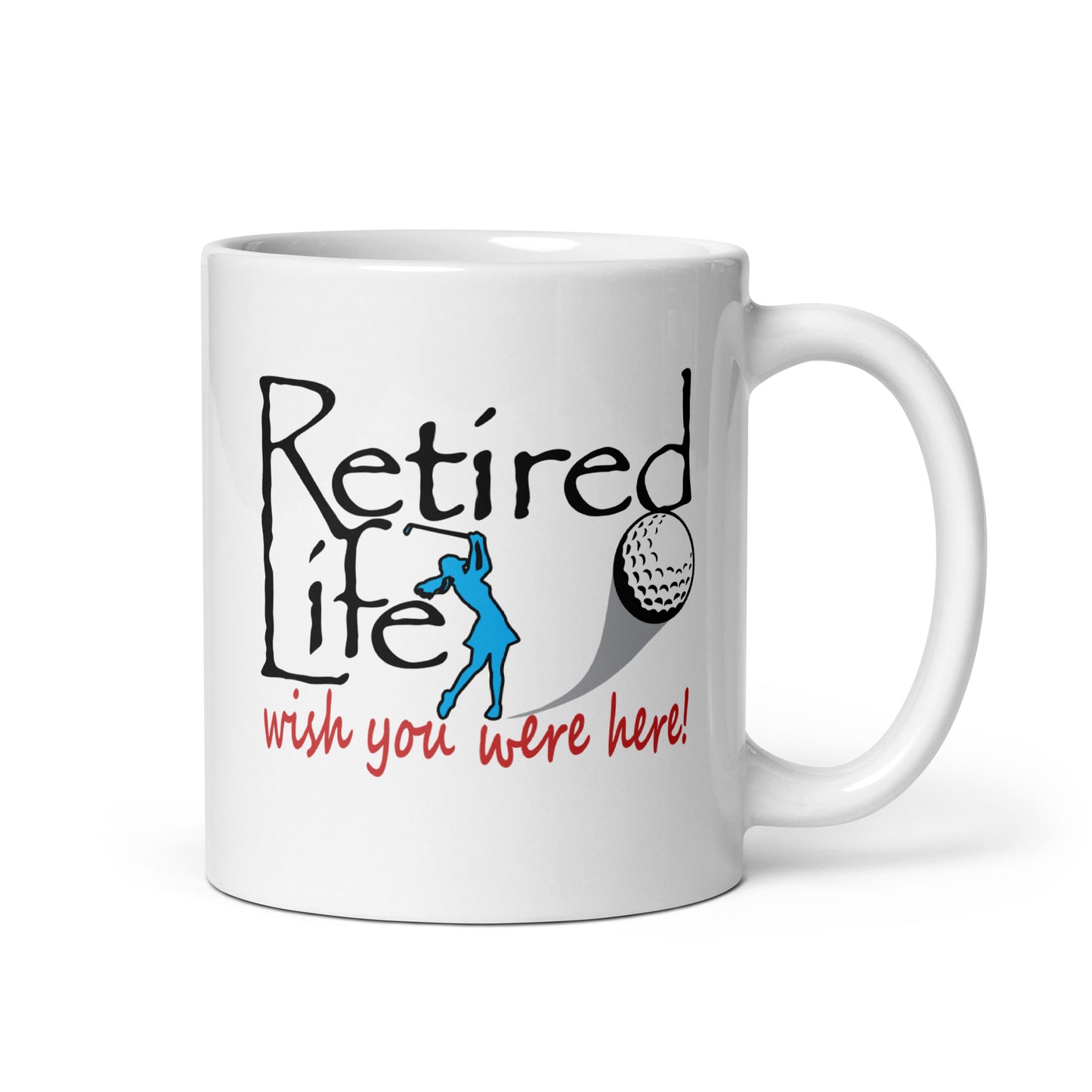 White glossy mug Lady Golfer