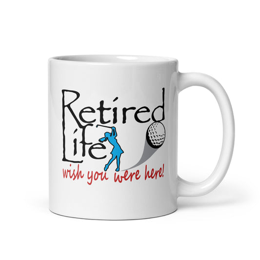 White glossy mug Lady Golfer