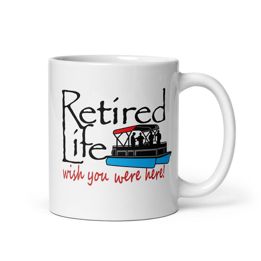 White glossy mug Pontoon Boat