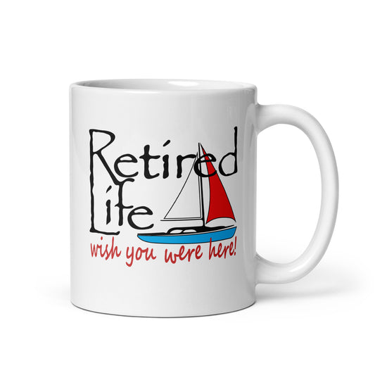 White glossy mug Sailboat