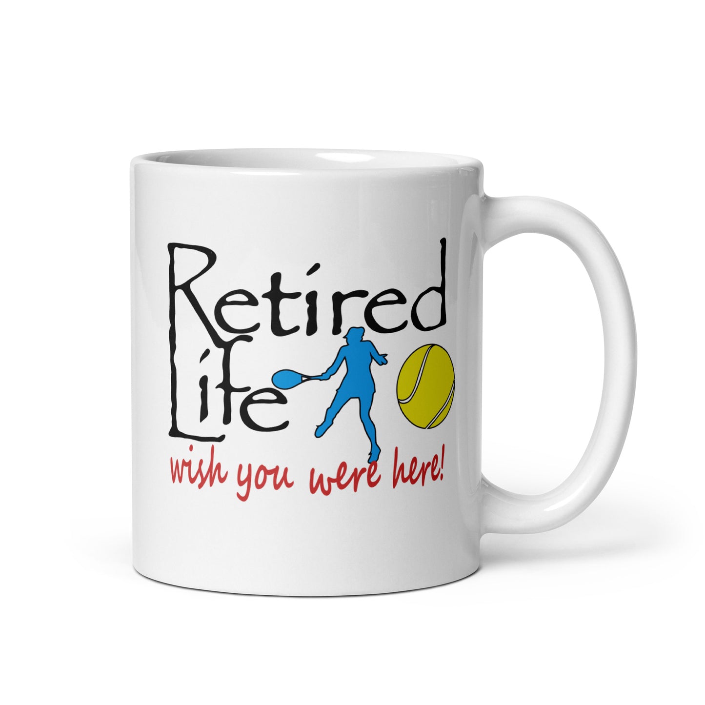 White glossy mug Lady Tennis