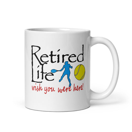 White glossy mug Lady Tennis