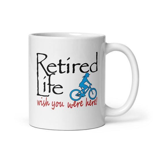 White glossy mug Mountain Bike Lady
