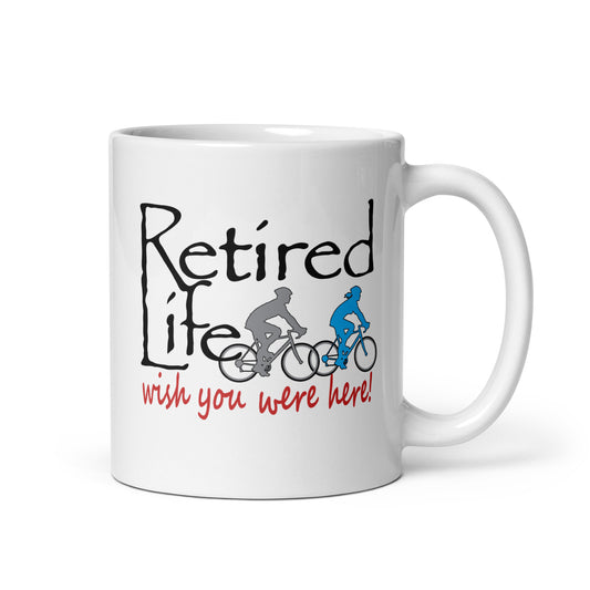 White glossy mug Road Bike Couple