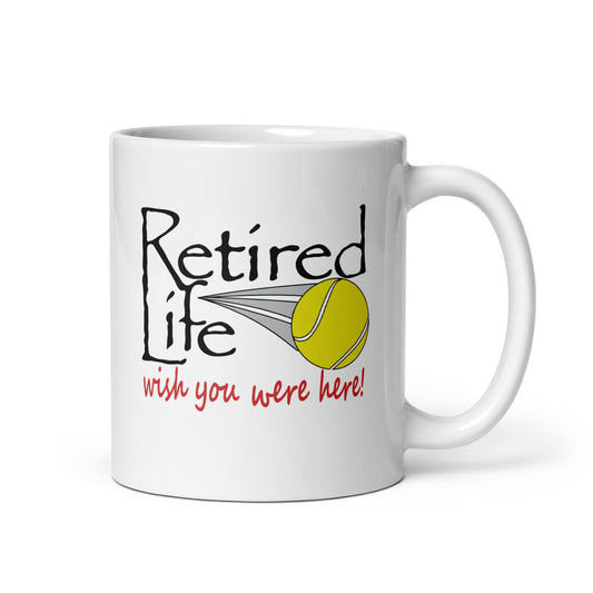 White glossy mug Tennis