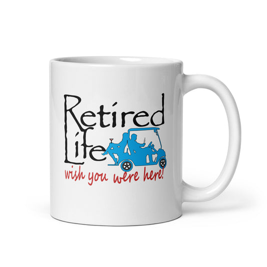 White glossy mug Golf Cart Couple