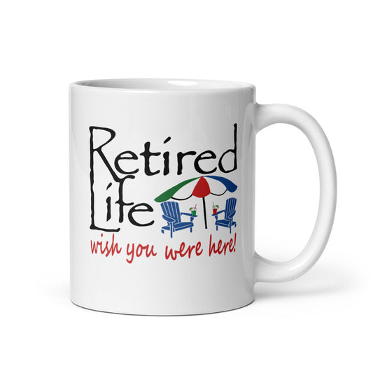 White glossy mug Beach